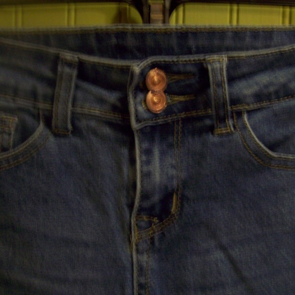 Blue Candy Skinny Jeans Denim Double Button Size 0 - Picture 6 of 8